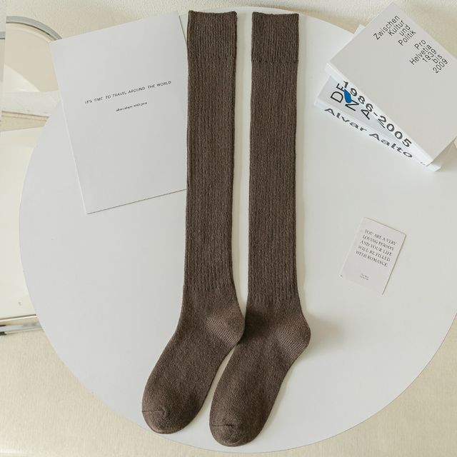 Plain Ribbed Tall Socks / Set