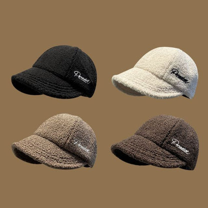 Shearling Cap Faux Letter Embroidered