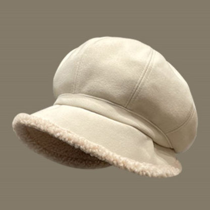 Faux Shearling Trim Beret