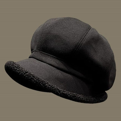 Faux Shearling Trim Beret