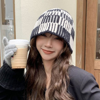 Knit Striped Hat Bucket