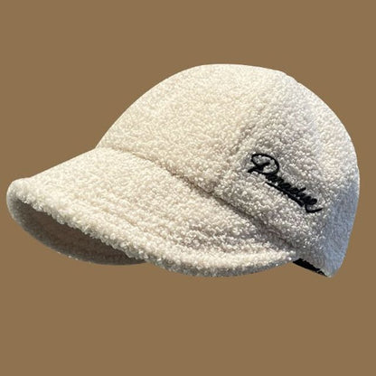 Shearling Cap Faux Letter Embroidered