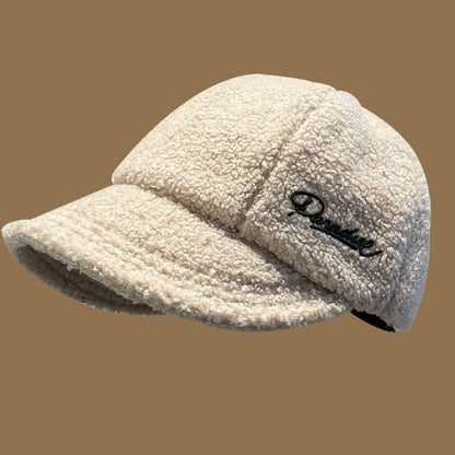 Shearling Cap Faux Letter Embroidered
