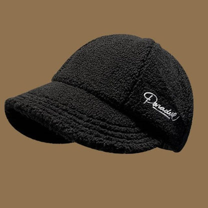 Shearling Cap Faux Letter Embroidered