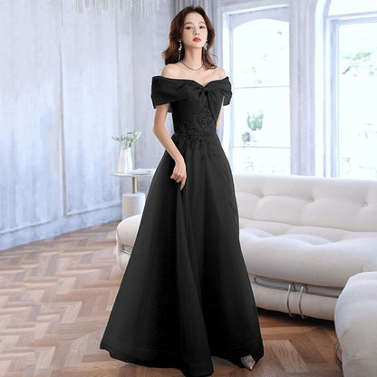 A-Line Gown Evening Off-Shoulder Sequin Midi / Dress
