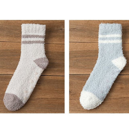 Striped Fleece Short Socks Set