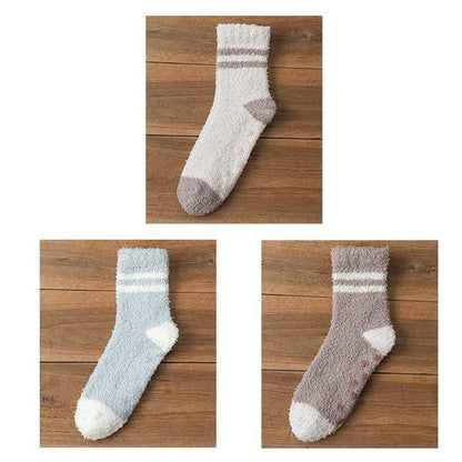 Striped Fleece Short Socks Set