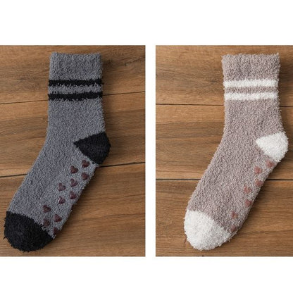 Striped Fleece Short Socks Set