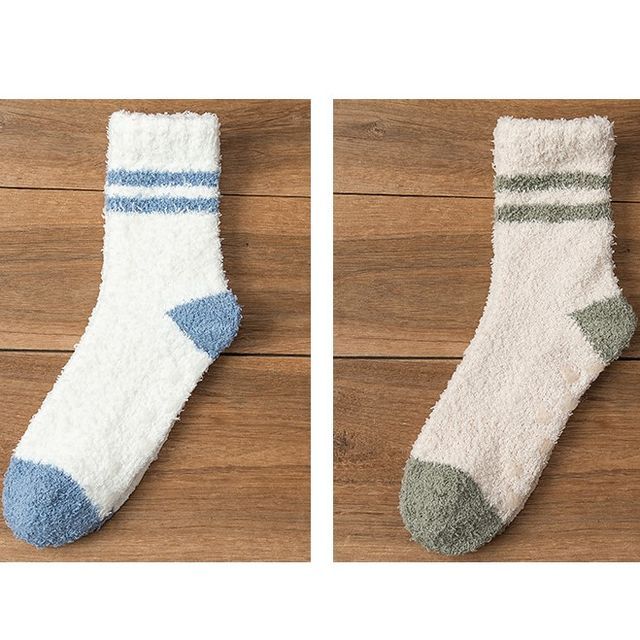 Striped Fleece Short Socks Set