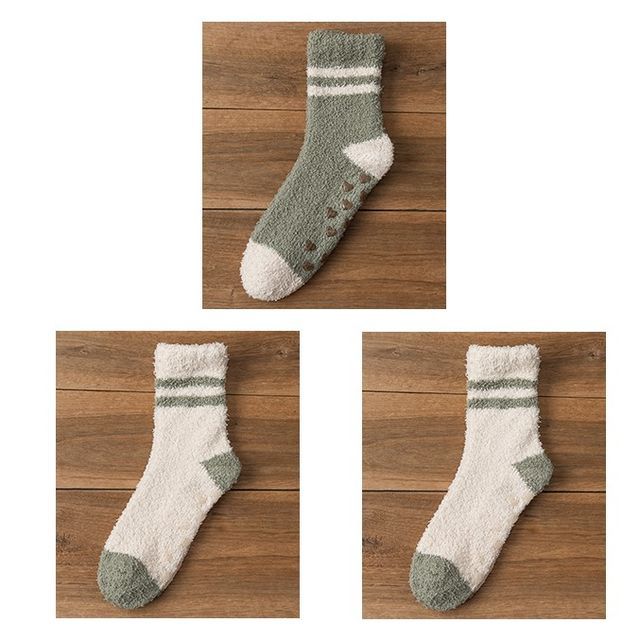 Striped Fleece Short Socks Set