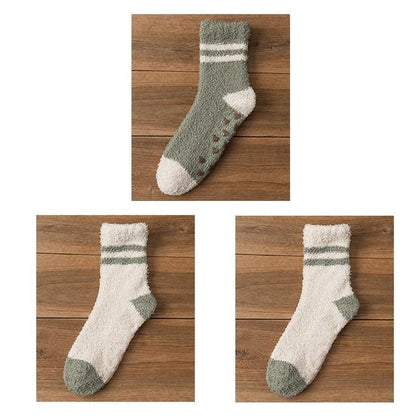 Striped Fleece Short Socks Set