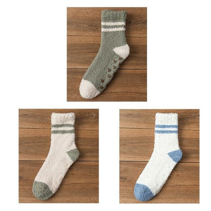 Striped Fleece Short Socks Set