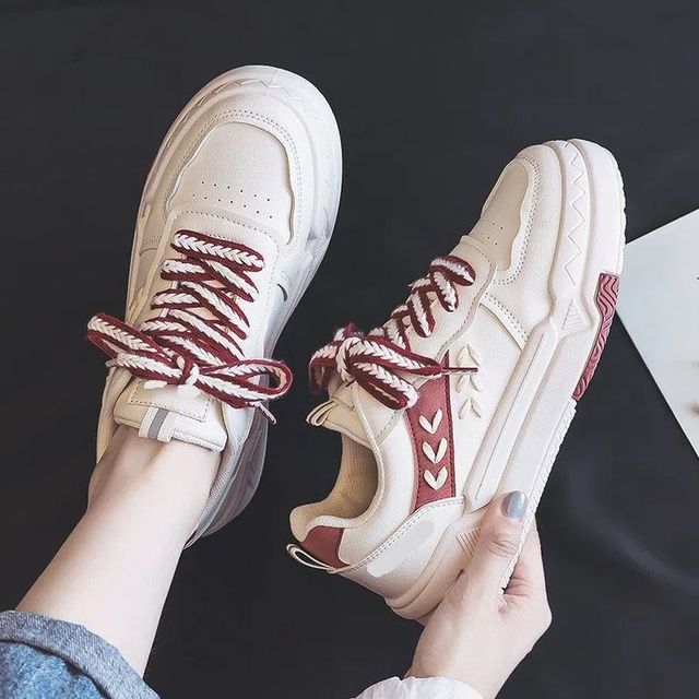 Two-Tone Contrast Stitch Platform Sneakers