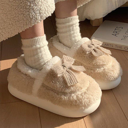 Bow Fluffy Slippers