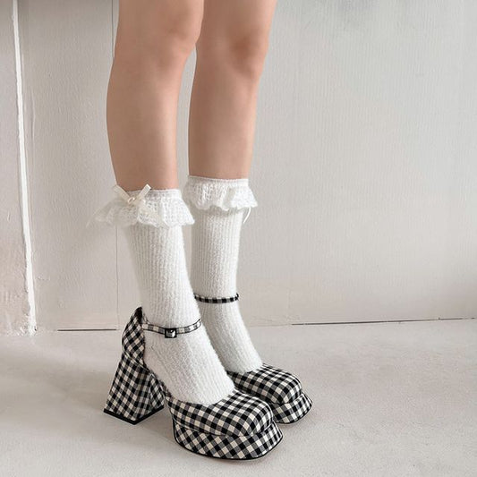 Bow Lace Trim Socks