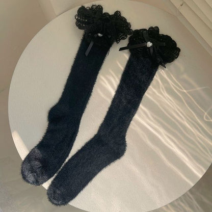 Bow Lace Trim Socks