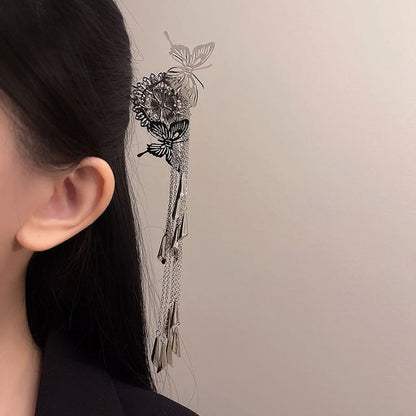 Hair Alloy Fringed Butterfly Stick