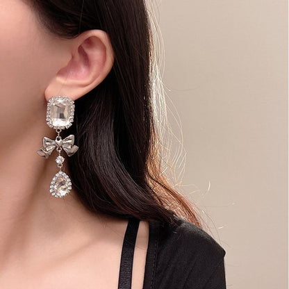 Faux Crystal Earring Dangle Bow