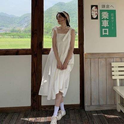 Strap Sundress Plain Midi Spaghetti