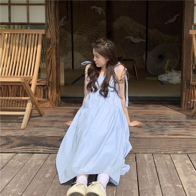 Strap Sundress Plain Midi Spaghetti