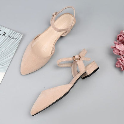 Strap Heel Chunky Ankle Sandals Pointy-Toe