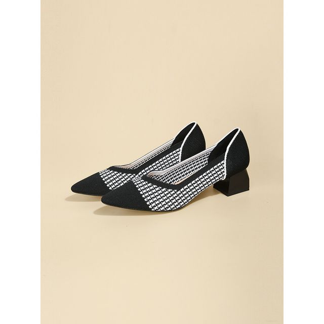 Pumps Pointed Block-Heel Knit