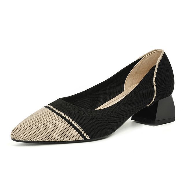 Woven Block-Heel Pointed Pumps