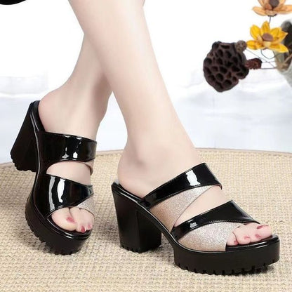 Platform Sandals Block-Heel Slide