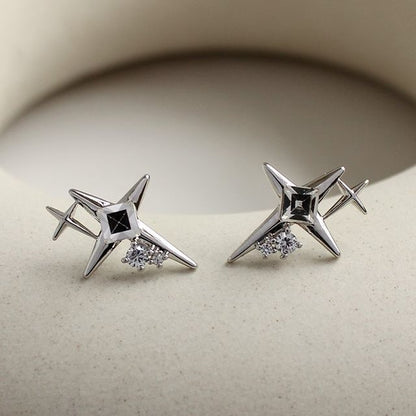 Earring Star Rhinestone Alloy