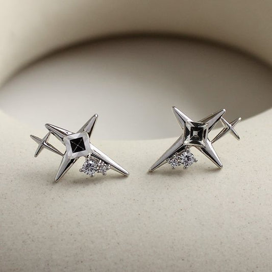 Earring Star Rhinestone Alloy