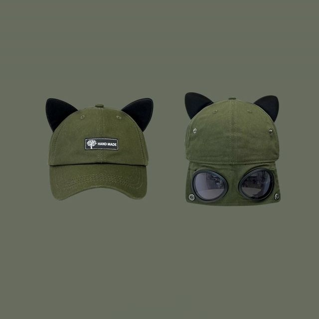 with Ear Aviator Cap Baseball Cat Goggles
