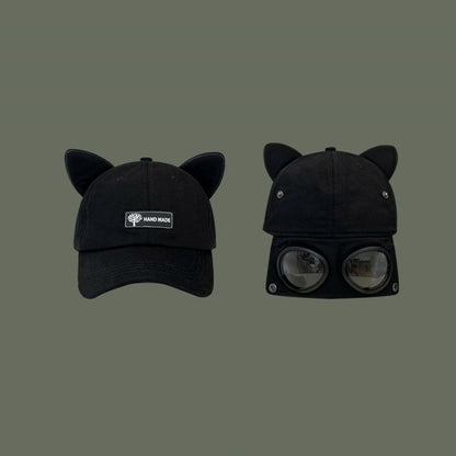 with Ear Aviator Cap Baseball Cat Goggles