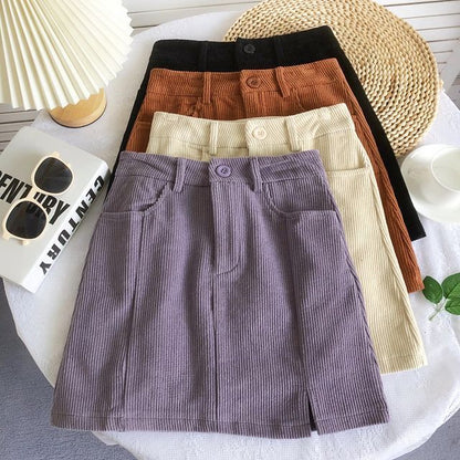 High Waist Corduroy Wide Leg Shorts