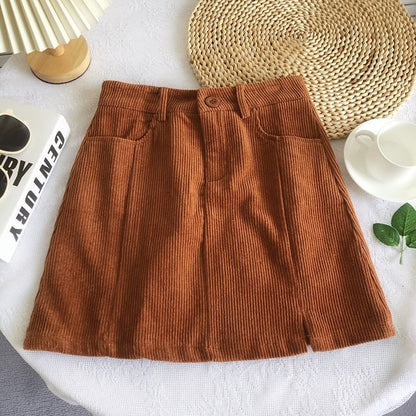 High Waist Corduroy Wide Leg Shorts