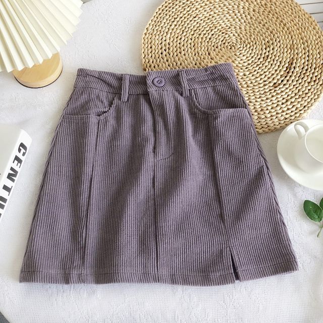 High Waist Corduroy Wide Leg Shorts