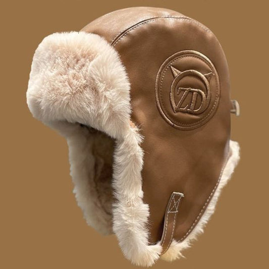 Leather Hat Faux Lined Fluffy