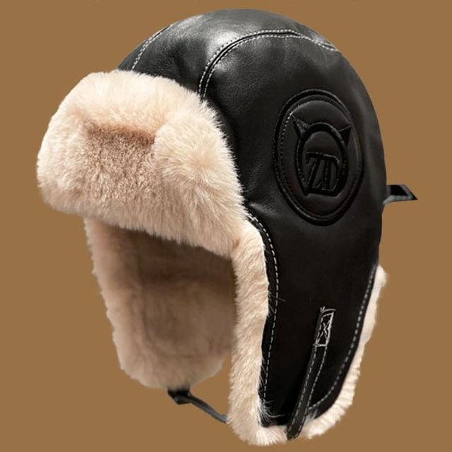 Leather Hat Faux Lined Fluffy