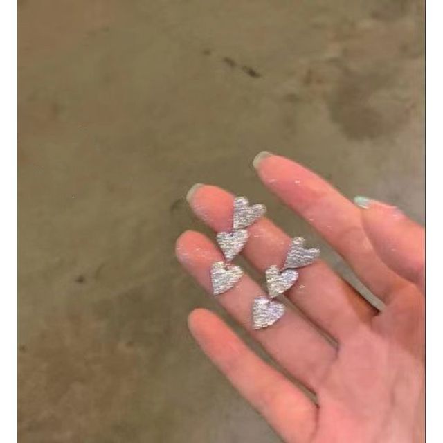 Earring Heart Dangle Alloy