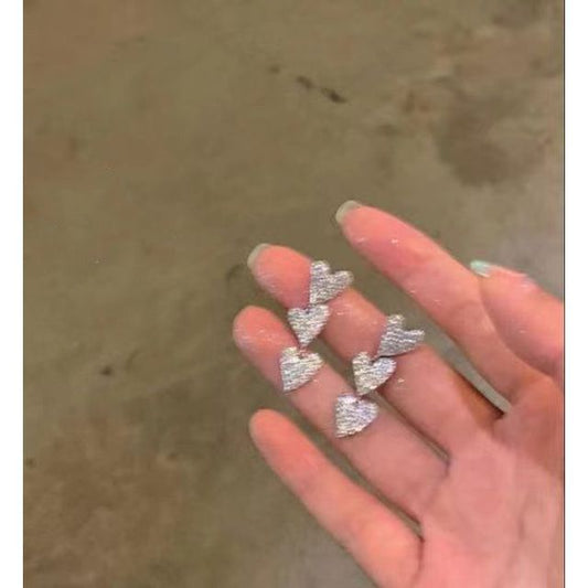 Earring Heart Dangle Alloy