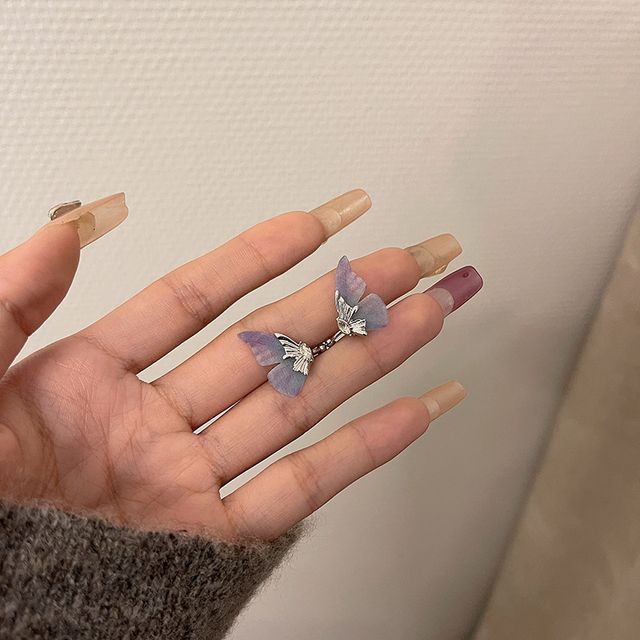 Cuff Earring Rhinestone Butterfly