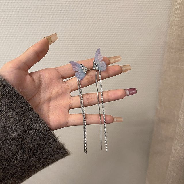 Cuff Earring Rhinestone Butterfly