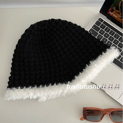 Fluffy Knit Trim Cloche Hat