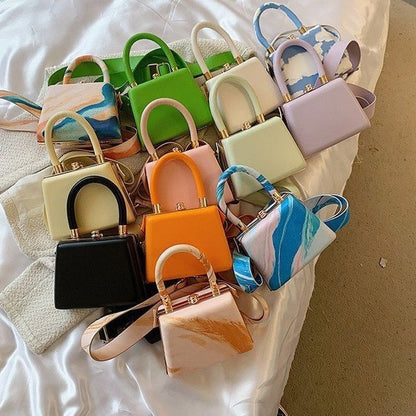 Bag Leather Plain Boxy Faux Hand