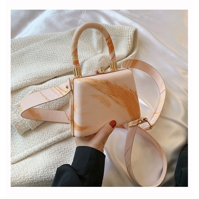 Bag Leather Plain Boxy Faux Hand