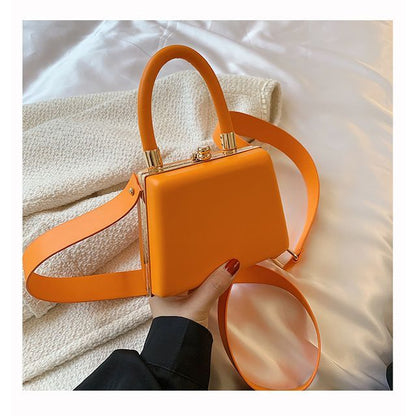 Bag Leather Plain Boxy Faux Hand