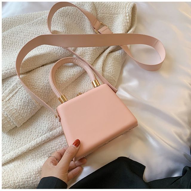 Bag Leather Plain Boxy Faux Hand