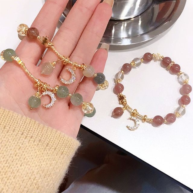 Charm Crystal Bracelet Faux Moon Rhinestone