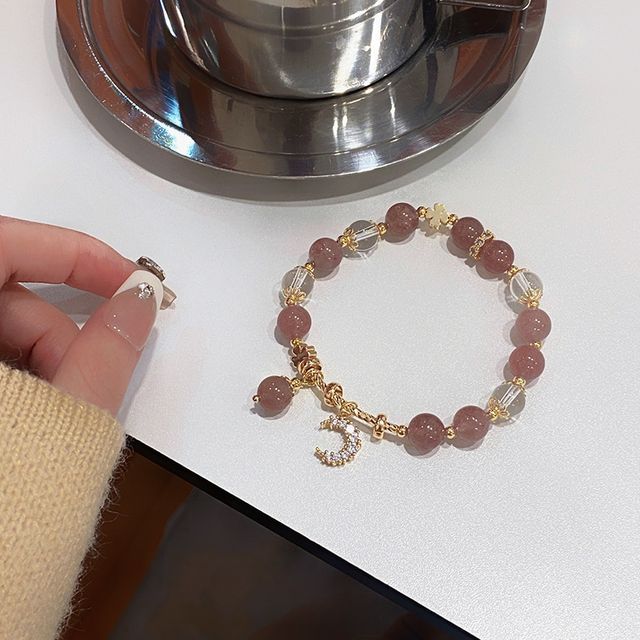 Charm Crystal Bracelet Faux Moon Rhinestone