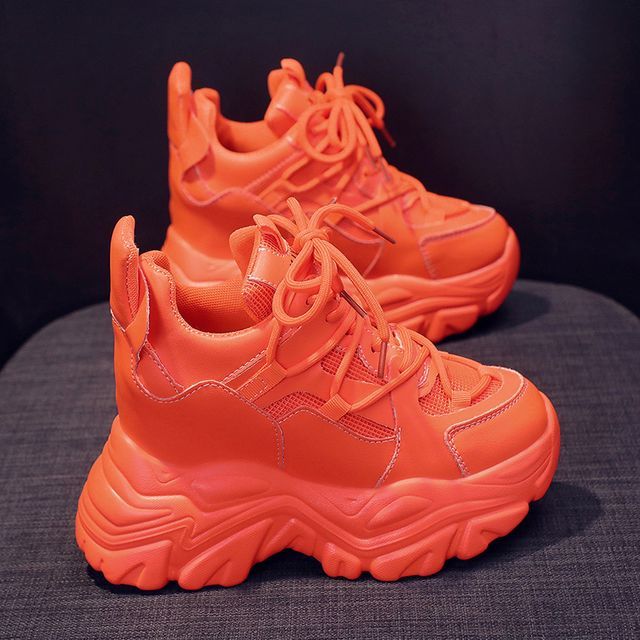 Sneakers Lace Wedge Platform Up Hidden