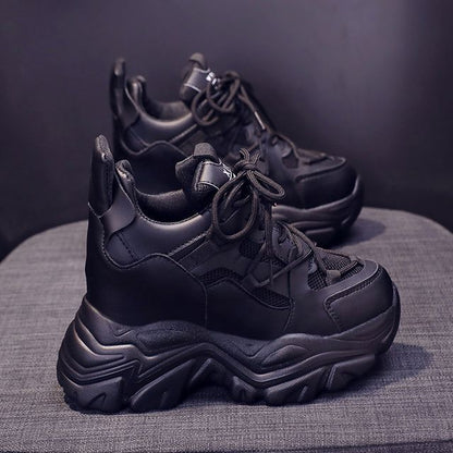 Sneakers Lace Wedge Platform Up Hidden